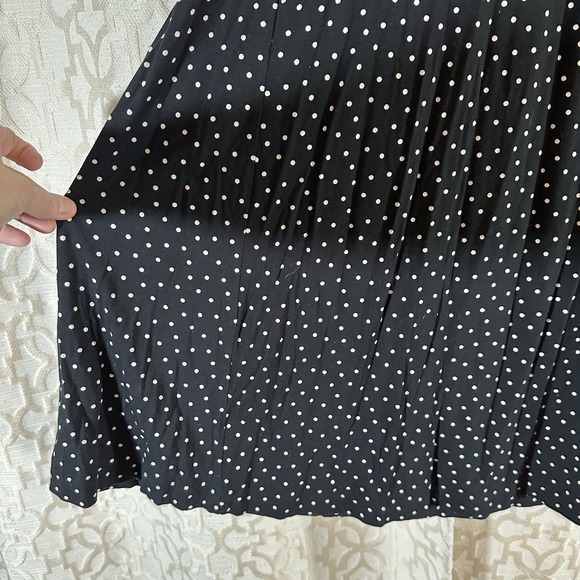 LOFT Polka Dot Swing Dress Black Short Sleeve Womens Medium - Picture 4 of 8
